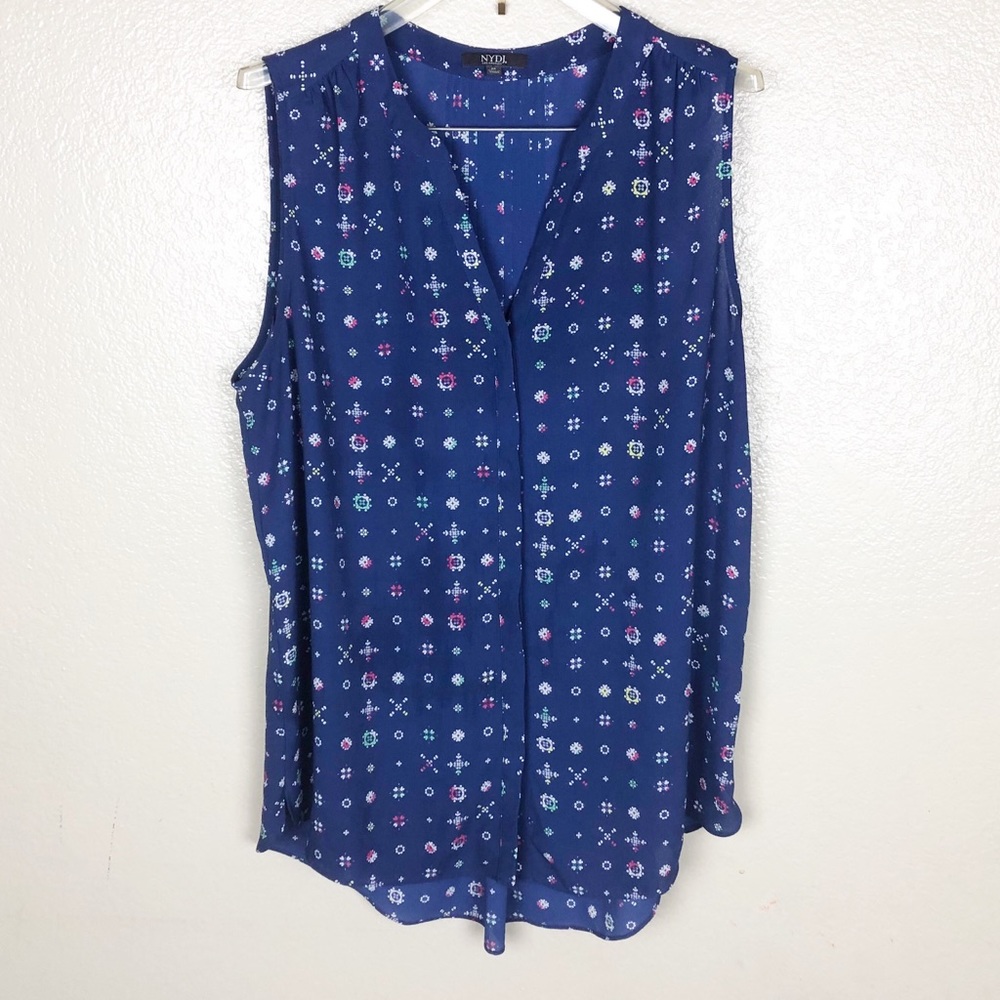 NYDJ Sheer Sleeveless Button Down Blouse Size M